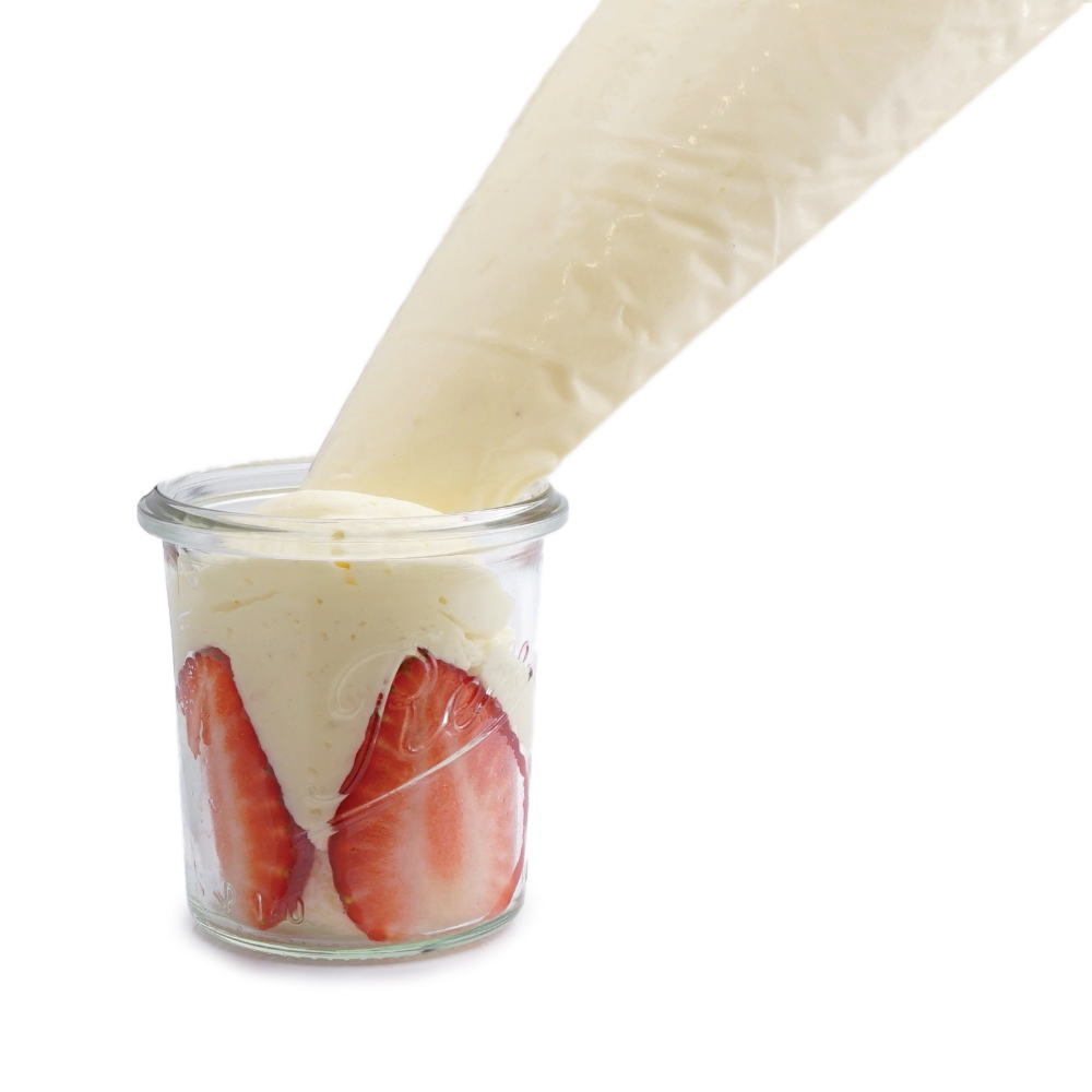 Schokoladenmousse weiß im Spritzbeutel