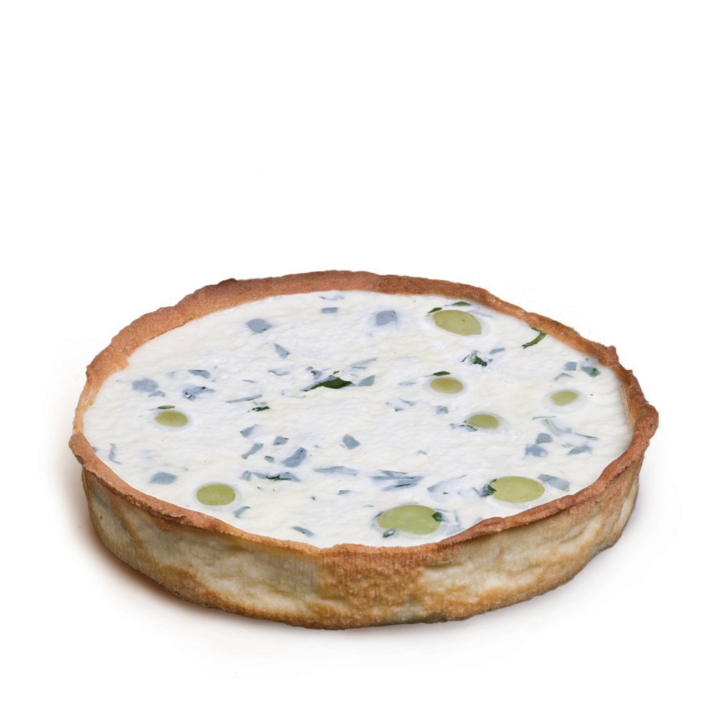Milchtarte mit Basilikumtrauben