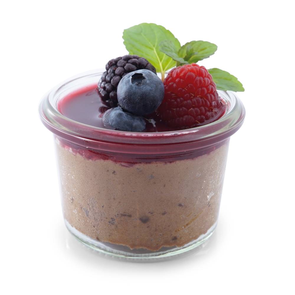 Lebkuchenmousse mit Rumtopfgelee
Als Freisteher oder Nachfüller für 80 ml Glas