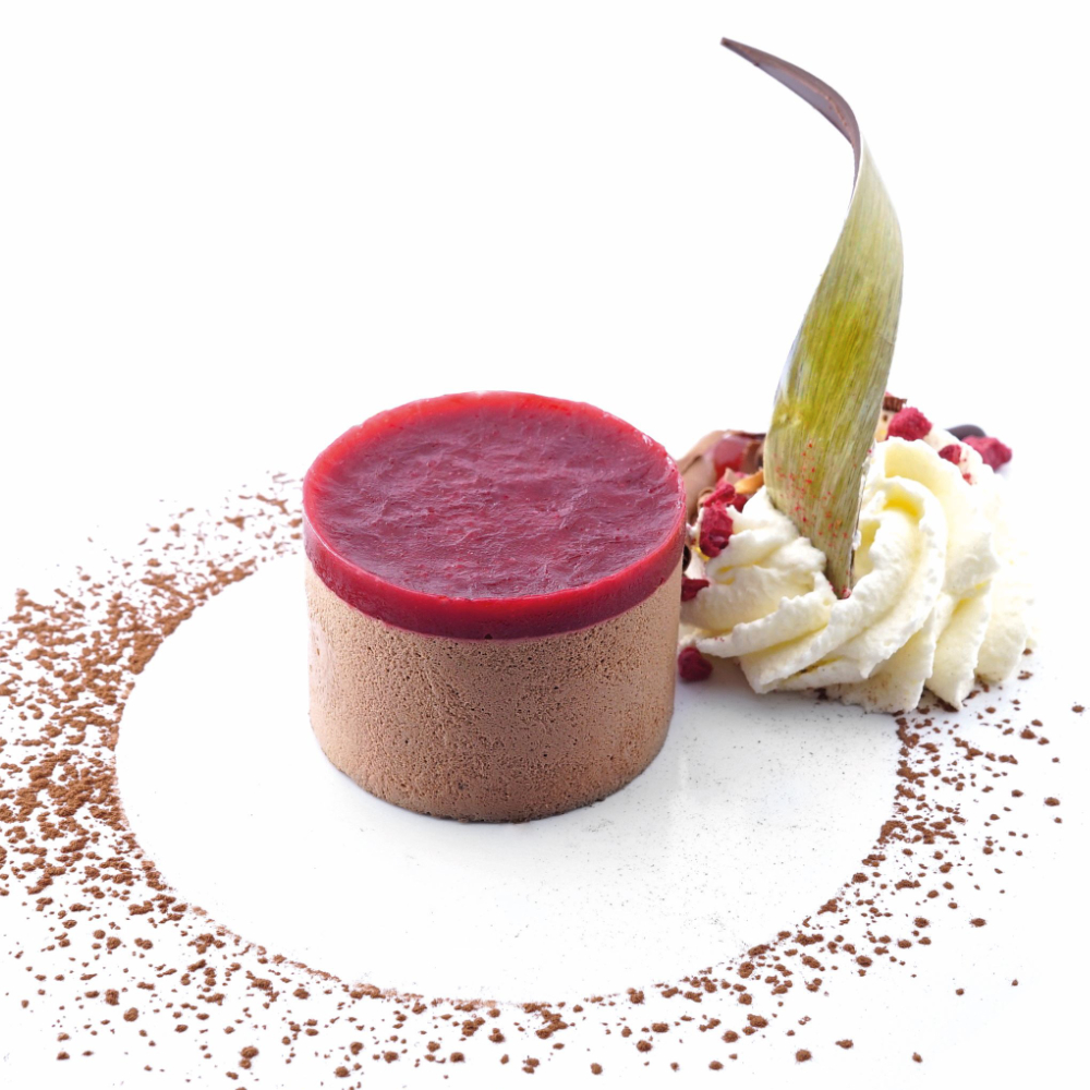 Schokoladenmousse mit Himbeermark
Freistehend oder Nachfüller für 80ml Glas