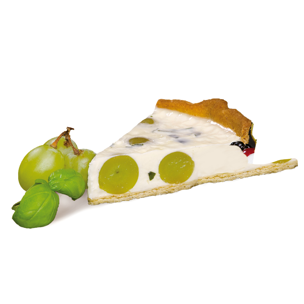 Milchtarte mit Basilikumtrauben