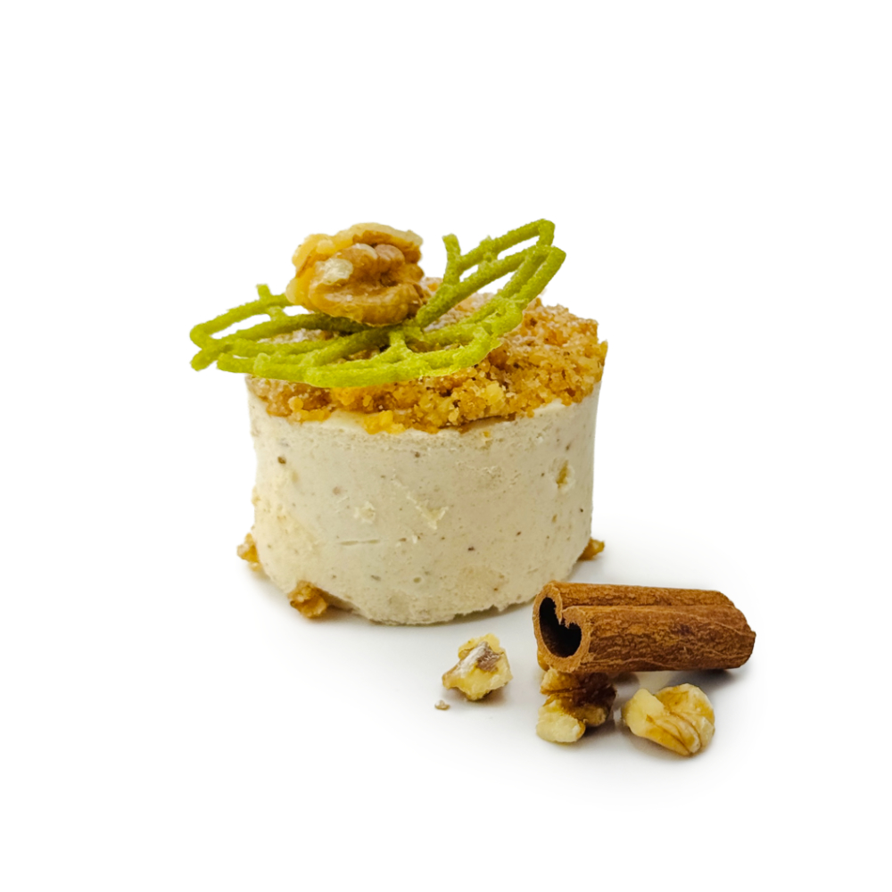 Bratapfelmousse mit Walnuss-Zimt Crumble; freistehend oder Nachfüller für 80 ml Glas